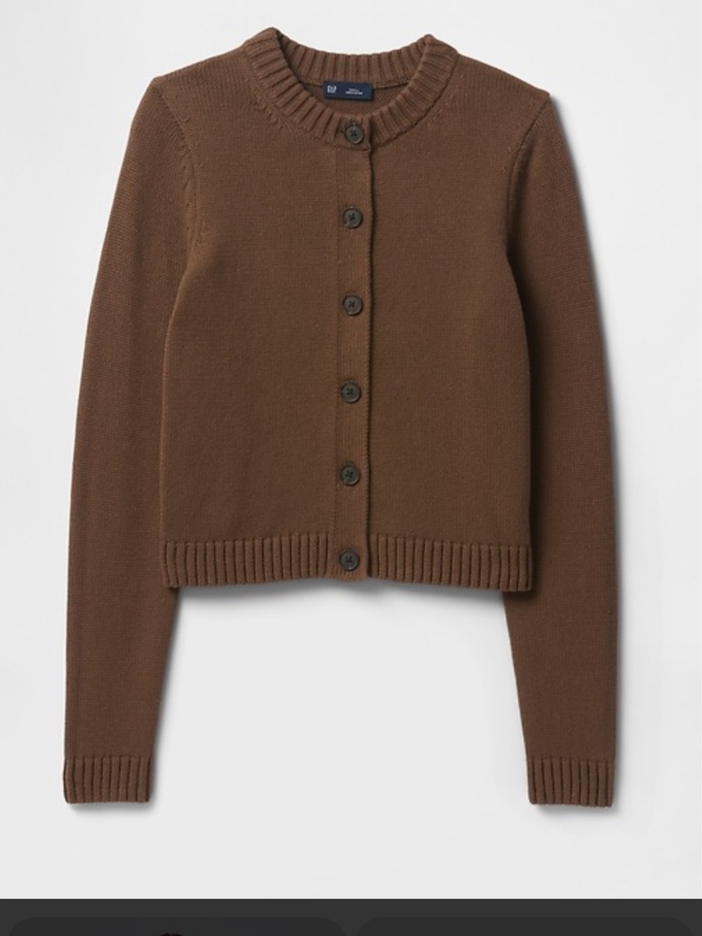 GAP 100% Cotton Brown Button-Front Cropped Cardigan